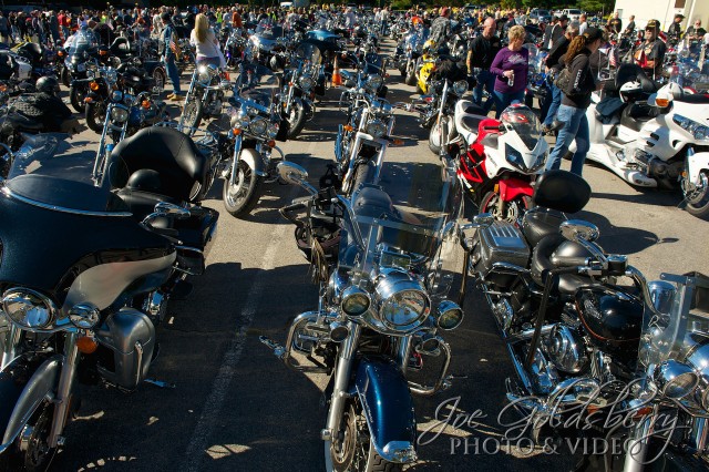 A sea of motorcylces wait at the Whitman VFW to begin the 5th annual Run for the Roses.